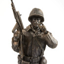cold-cast resin WWII Sergeant Statue has antique bronze finish and is poised in full contemplation, with stogie in hand.