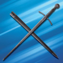 Blackened and Sharpened Battlecry Agincourt War Sword with Leather Scabbard