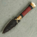 Beaded Bone Obsidian Blade Knife