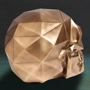 Geodesic Skull Bronze Statue - Back view