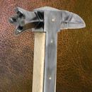 The steel head of the Medieval German War Hammer is secured to hardwood shaft with steel langets