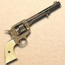Old West Engraved M1873 Cavalry Revolver - Faux Ivory Grips
