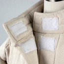 Detail of collar on Noble Armoury Canvas grade cotton fencing jacket with thick padding and Velcro closure