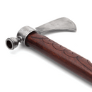 Plains Tomahawk has functional pipe, high carbon steel head, hand-carved wooden handle with hand-embellished linework