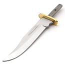 stainless steel California Clip Point Skinner Blade knife blank is sharp, has solid brass guard, and is pre drilled for pin