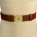 Brown Leather Officer’s Style Pistol Belt with Brass US Buckle