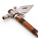 Spontoon Tomahawk with high carbon steel blade, wood handle with cross hatchinng and metal bands and fully functional pipe