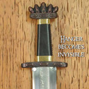 Polished steel sword hanger with adjustable bracket. With the sword hung the hanger practically disappears.