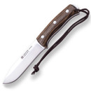 Joker Nomad Walnut Handle Knife with Fire striker has full tang, N695 stainless steel blade with thumb ridges on the spine
