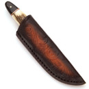 Damascus Skinner with Embossed Sheath
