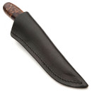 Frontier Canoe Knife handmade in the USA has American Curly Maple scales, includes a thick, high quality leather belt sheath