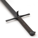 Battlecry Grosse Messer has a sharp, full tang blackened high carbon steel blade, wood scales secured with heavy duty rivets