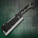 Bighorn Tactical Cleaver Butcher Knife for indoor and outdoor chopping with serrated back edge, rip hook and full tang blade