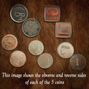 Conan the Barbarian Coins from 5 Hyborian age kingdoms- Skull of Crom, Stygian Scroll, Aquilonian, Hyperborean, Turanian