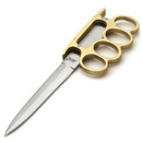 World War I British Trench Knuckle Duster Knife with solid brass guard and sharp, double edged high carbon steel blade