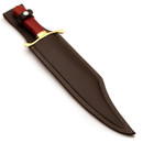 America 250 Primitive Bowie Knife has hardwood grip, includes leather belt sheath