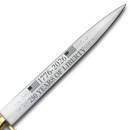 Limited Edition Windlass Arkansas Toothpick Knife blade engraved on both sides with flags, 1776-2026, 250 Years of Liberty