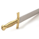 Massachusetts Bowie historical knife reproduction has sharp high carbon steel blade and brass one-piece grip and guard