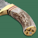 Damascus Frontier Stag Handle Hunter - hilt and pommel
