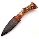 Blade of Large Deer Antler Obsidian Knife