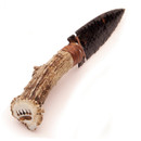 Large Deer Antler Obsidian Knife with Stand