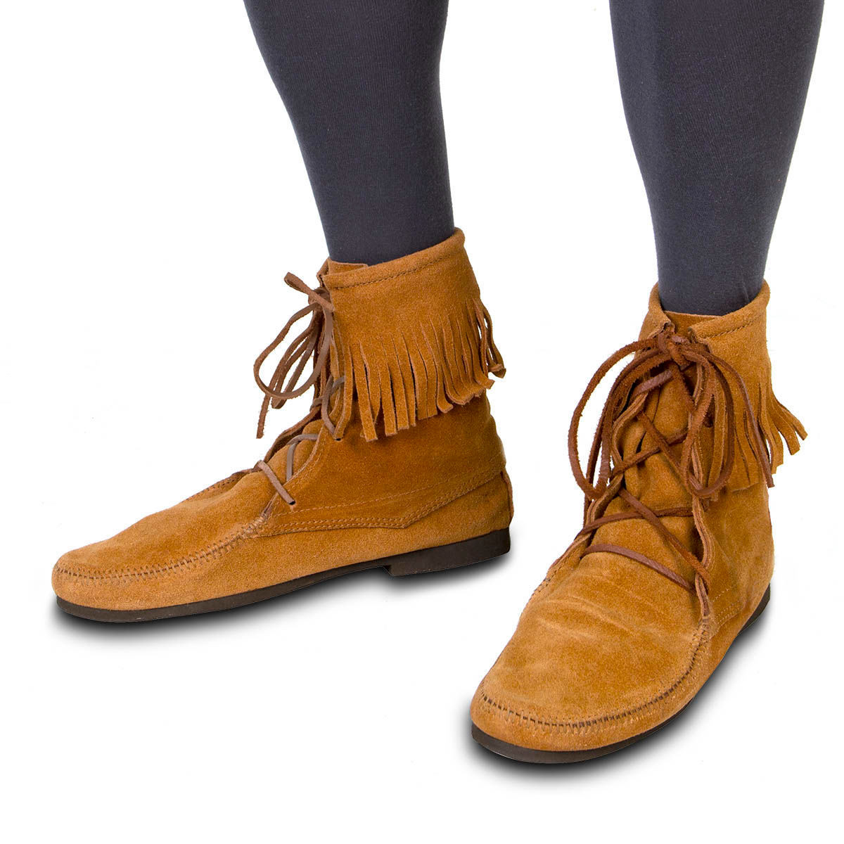 Vintage plum suede fringe leather boots