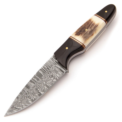 Damascus Skinner with Embossed Sheath