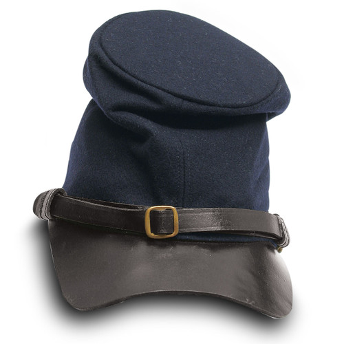 Blue Wool US Civil War Forage Cap  with leather visor and chin strap