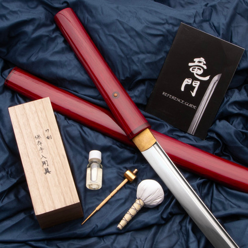 Ryumon Shirasaya Katana includes cleaning kit and cloth storage bag
