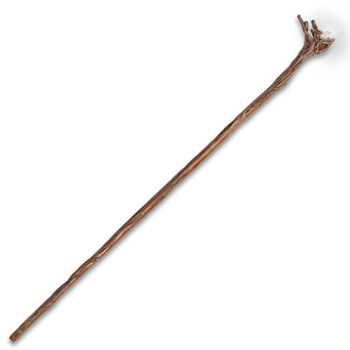Illuminated Moria Staff of Gandalf has poly resin twisted roots holding removable LED crystal, includes display plaque