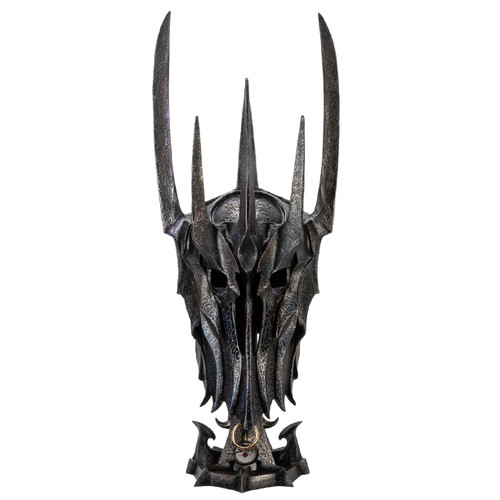 Helmet of Sauron Museum Collection includes polyresin helmet, stand, one ring and a banner