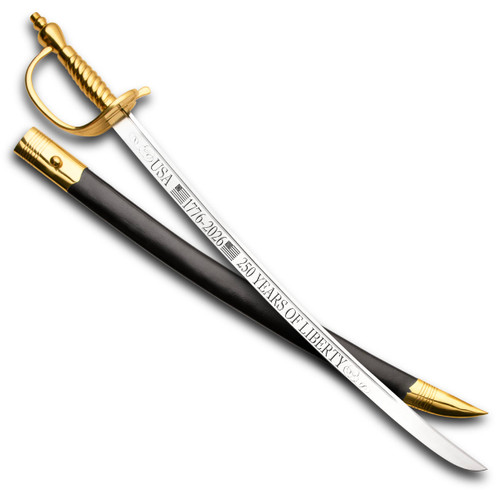 Limited edition 250 Years of Liberty Edition Bunker Hill Sword with high carbon steel blade and leather scabbard