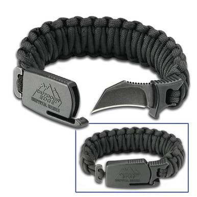 Tactical Paracord Stainless Steel Knife Bracelet (Black)