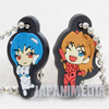 Evangelion Asuka Langley & Ayanami Rei Small Size Rubber Mascot Ballchain JAPAN