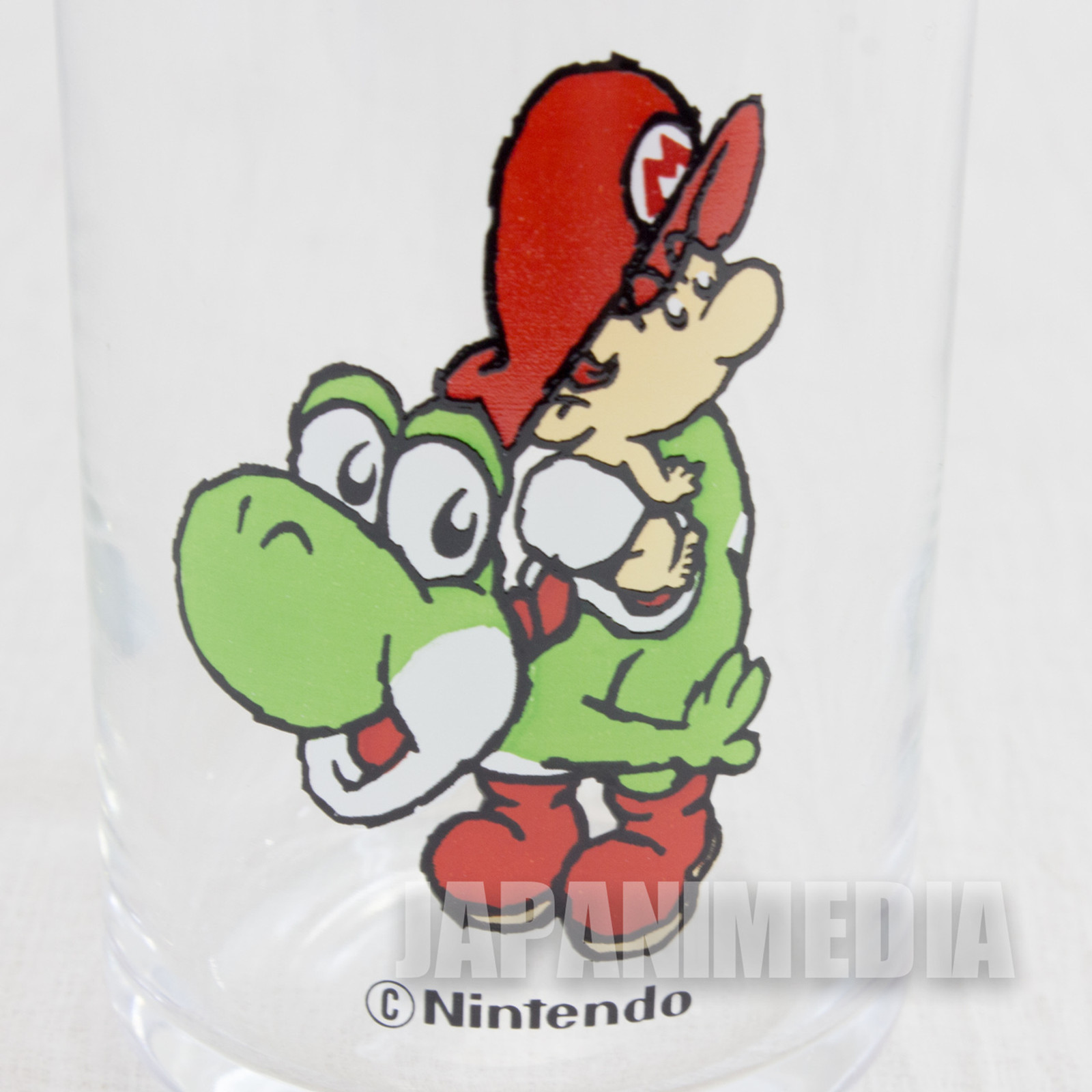 Retro RARE Super Mario Bros. Baby Mario on Yoshi Glass JAPAN GAME FAMICOM 2
