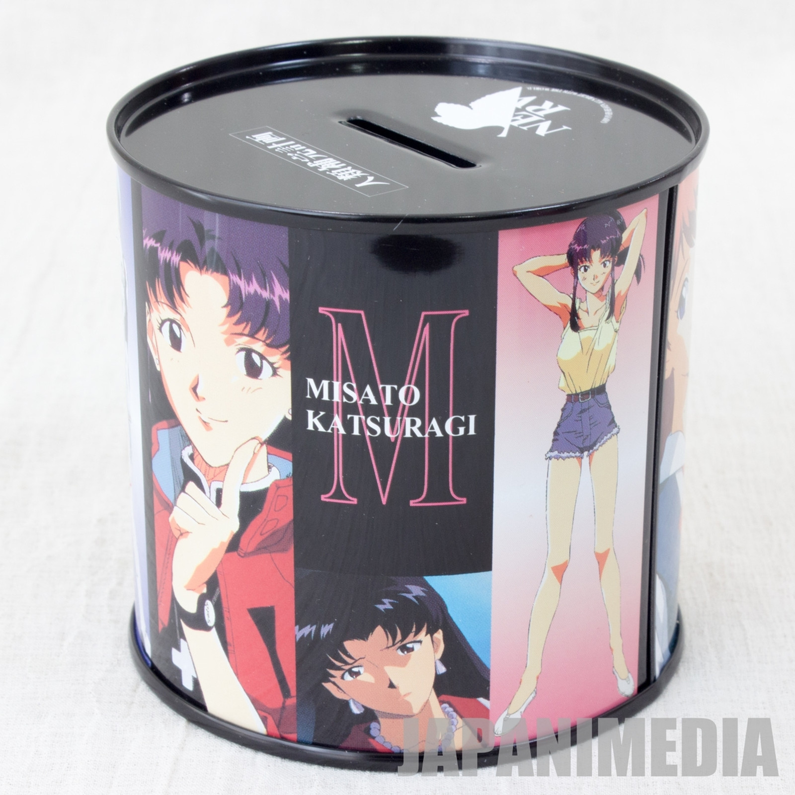 Evangelion Metal Can Coin Box Bank (H: 3 inches) Ayanami Asuka Misato JAPAN