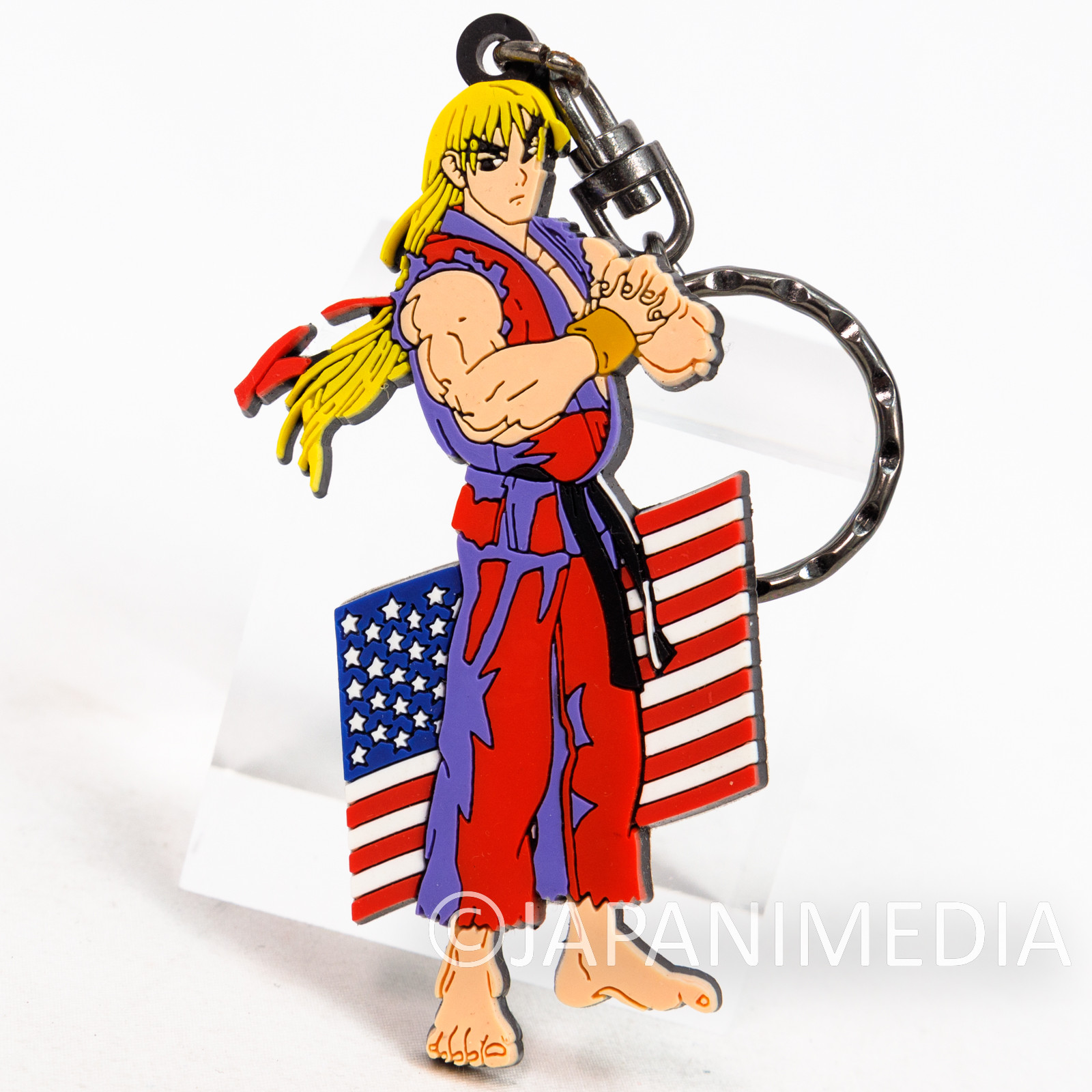 RARE! Street Fighter ZERO Ken Rubber Mascot Key Chain / JAPAN GAME CAPCOM