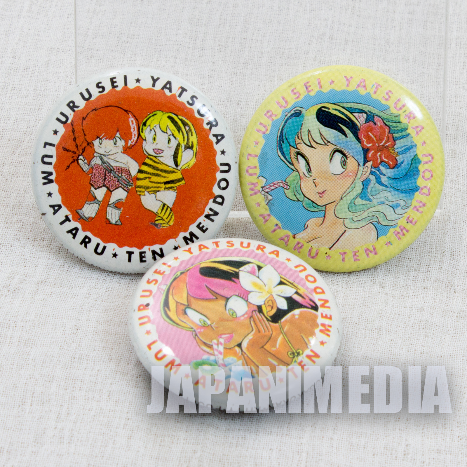 Retro RARE Urusei Yatsura LUM Button badge 3pc Set JAPAN