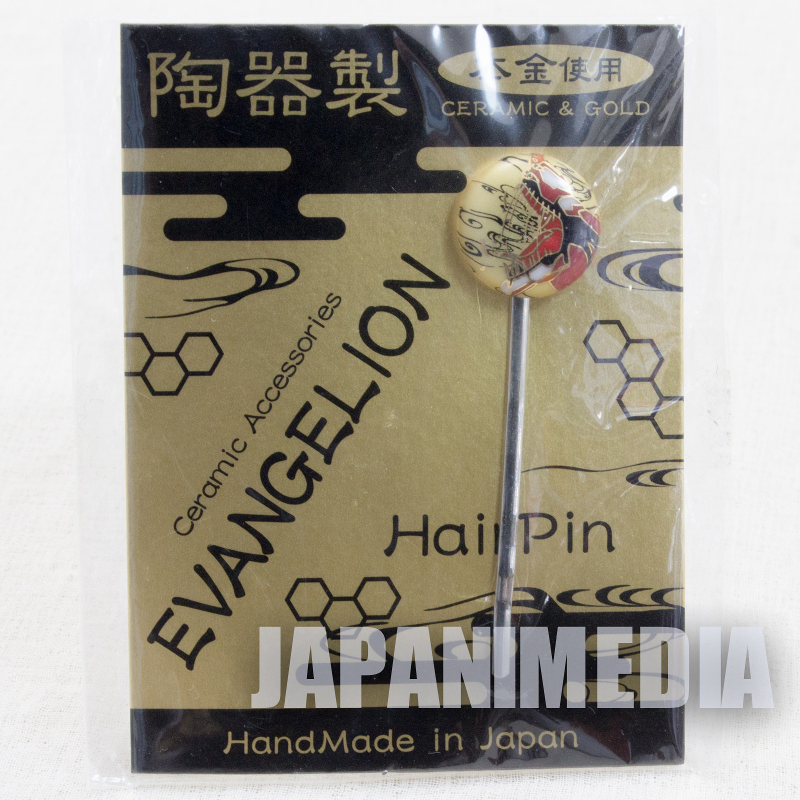 Evangelion EVA-02 Beast Mode Ceramic & Gold Hairpin JAPAN ANIME