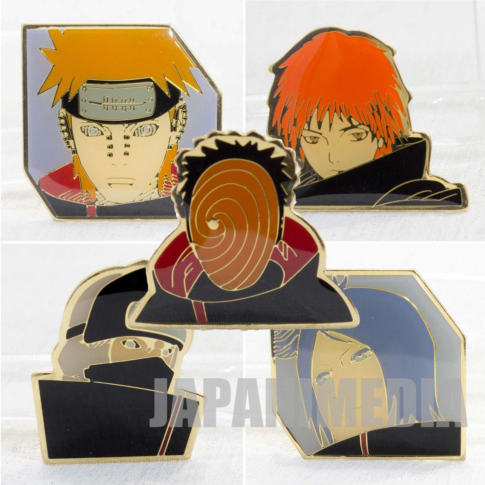 NARUTO Akatsuki Character Pins 5pc set [Tobi / Pain / Sasori / Konan / Kakuzu] JAPAN ANIME MANGA