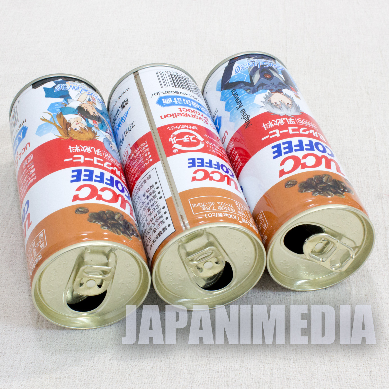 Set of 3 Evangelion UCC Steel Can Coffee Shinji Kaworu Rei Asuka JAPAN