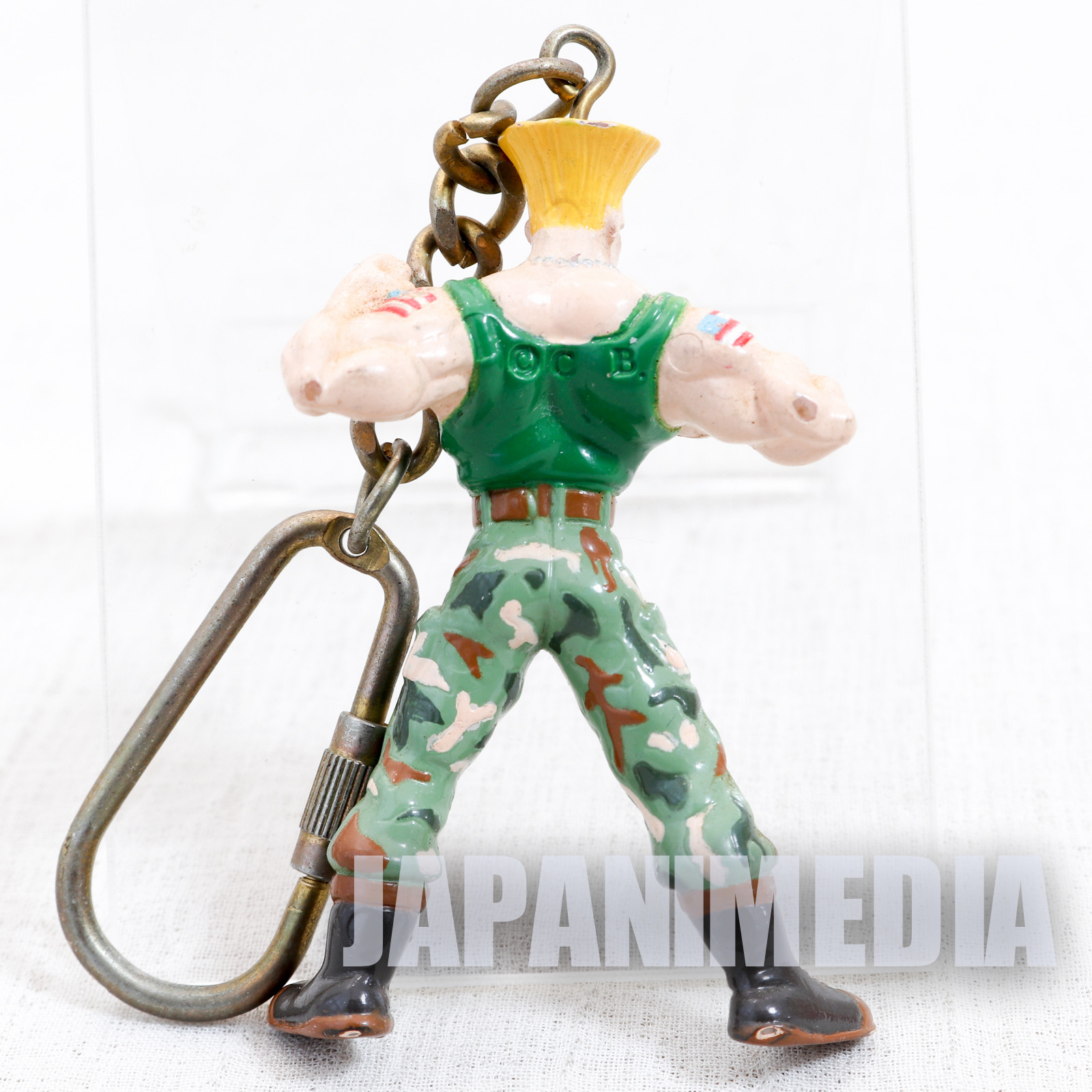 Retro RARE Street Fighter 2 Guile Mini Figure Key Chain JAPAN GAME CAPCOM