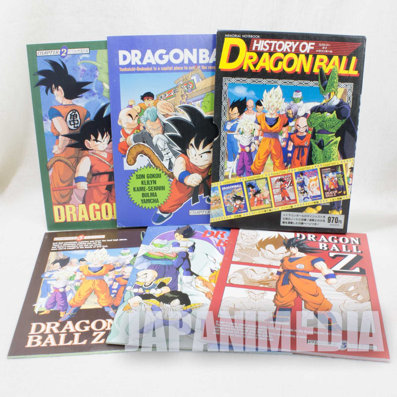 Retro Rare! Dragon Ball Z Notebook 5pc set with Case History of Dragon ball JAPAN ANIME Japanimedia Store FRONT