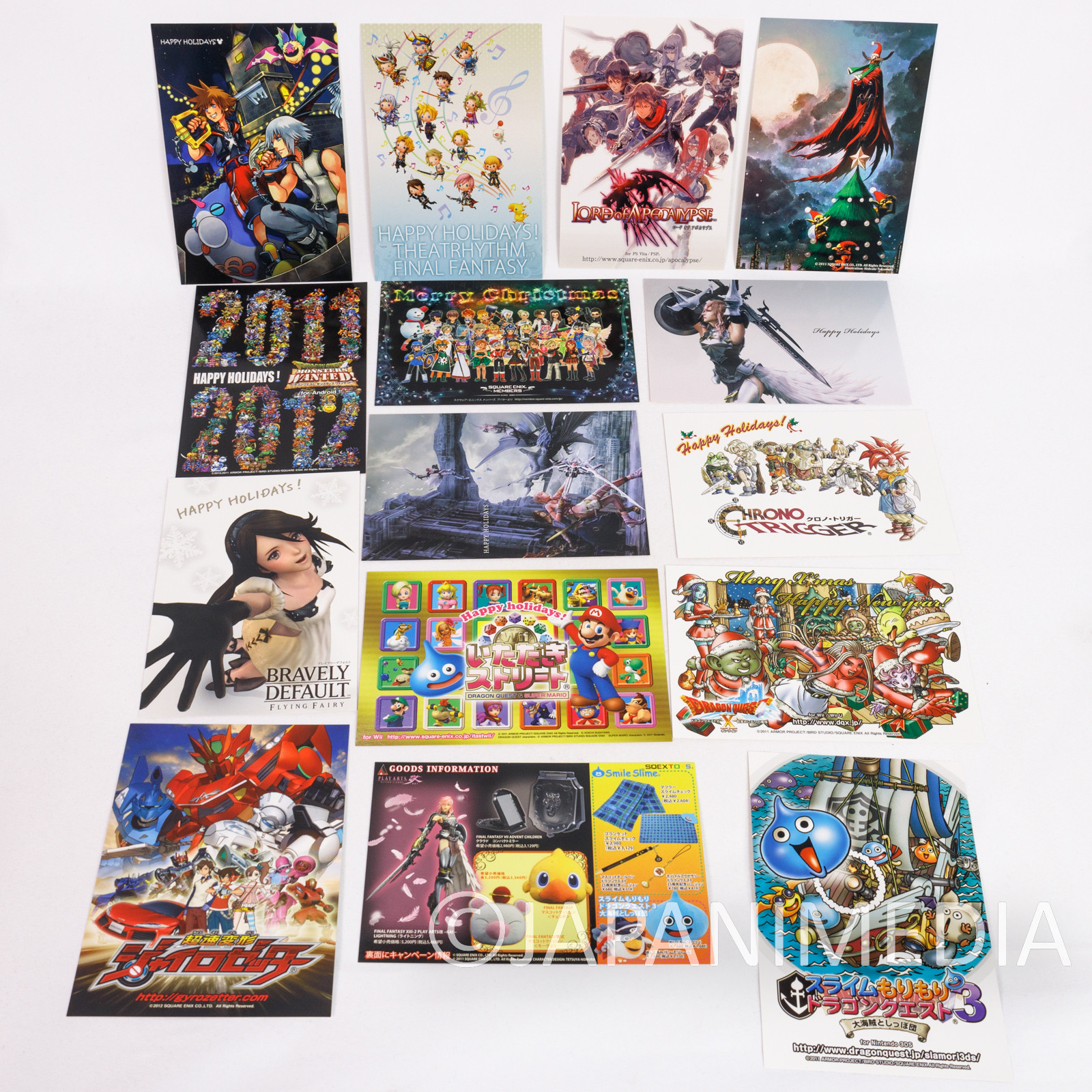 RARE! Final Fantasy Theatrhythm Christmas Post Card 14pc Set SQUARE ENIX