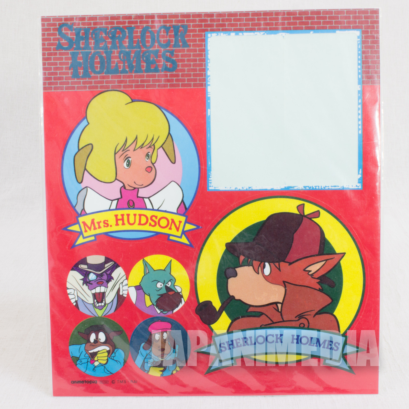 Retro RARE!! Sherlock Hound Detective Holmes Sticker sheet & Envelope