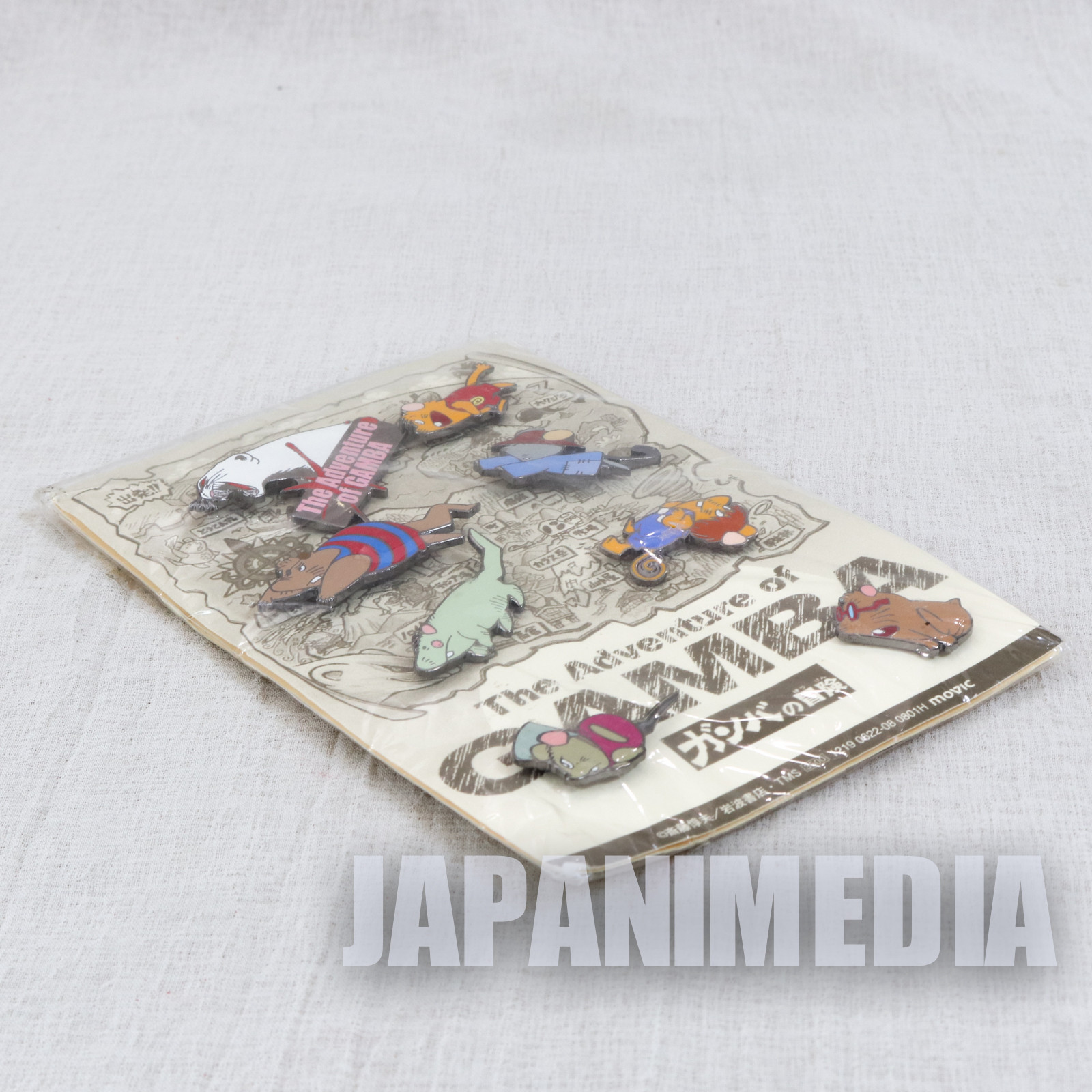 RARE! Gamba no Boken Metal Pins 8pc Set JAPAN ANIME MANGA
