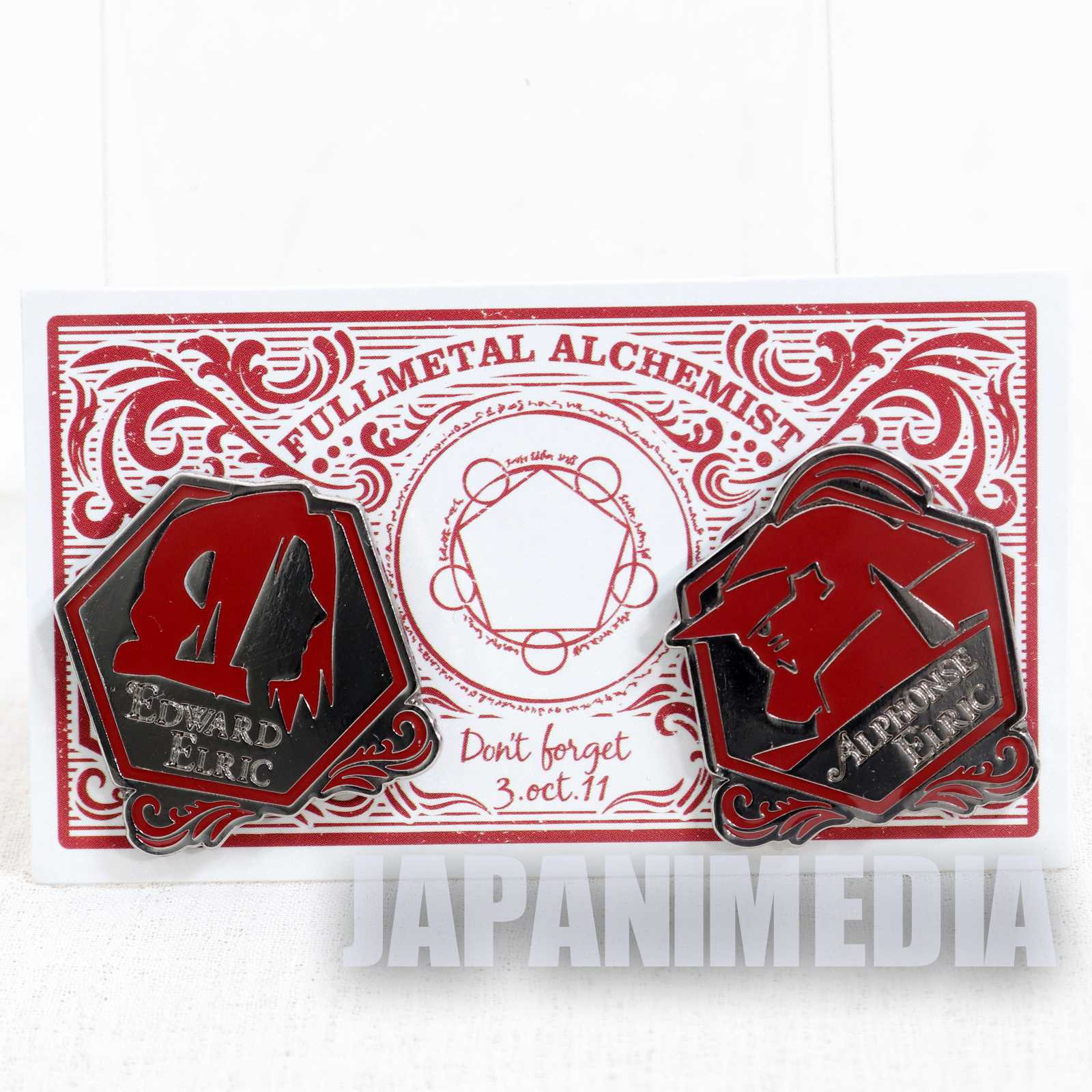 FullMetal Alchemist Edward Elric Metal Pins 2pc set JAPAN ANIME Japanimedia Store FRONT FullMetal Alchemist Edward Elric Metal Pins 2pc set JAPAN ANIME Japanimedia Store FRONT