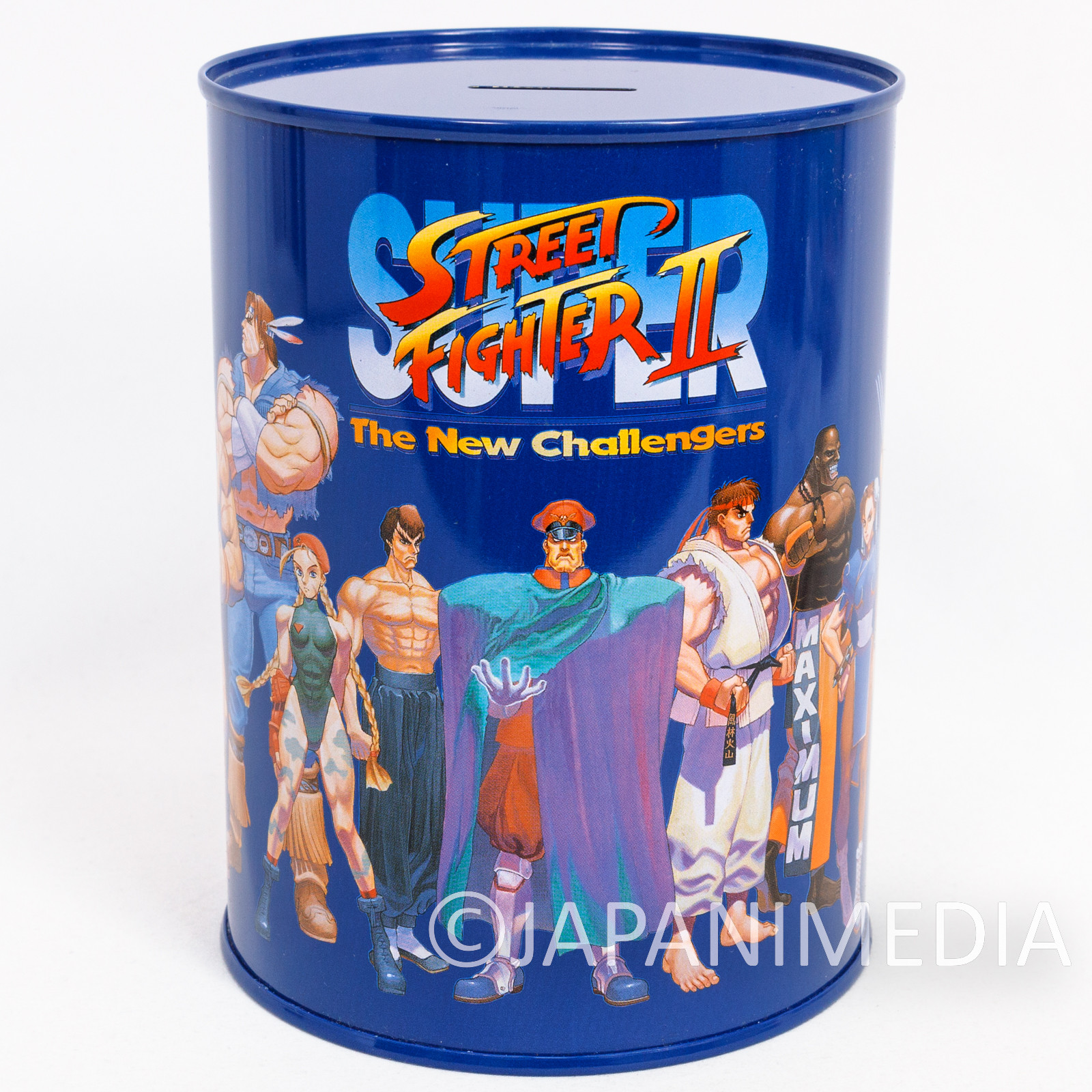 Retro RARE! Street Fighter 2 Tin Can Case Coin Bank Capcom JAPAN GAME