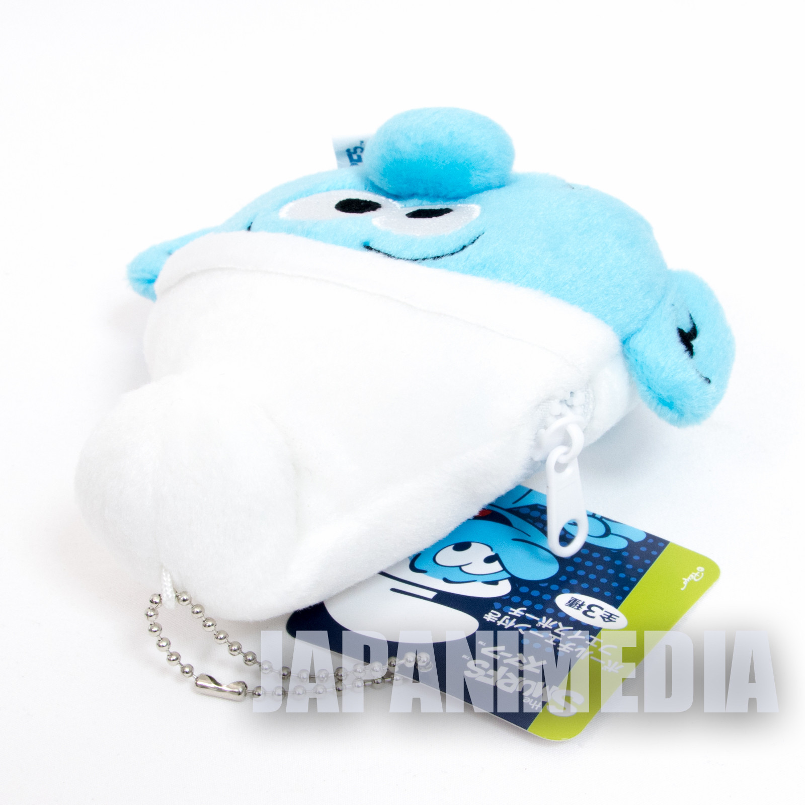 Smurf Face Type Plush Doll Pouch Mini Bag Ballchain JAPAN SMURFS