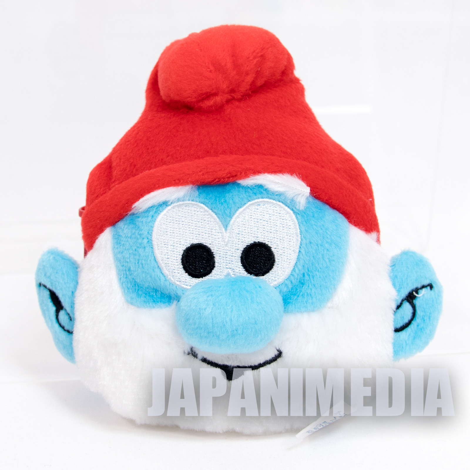 PaPa Smurf Face Type Plush Doll Pouch Mini Bag Ballchain JAPAN SMURFS